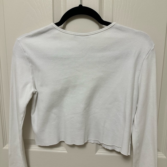 Brandy Melville, white cotton button down cropped top - Picture 2 of 2